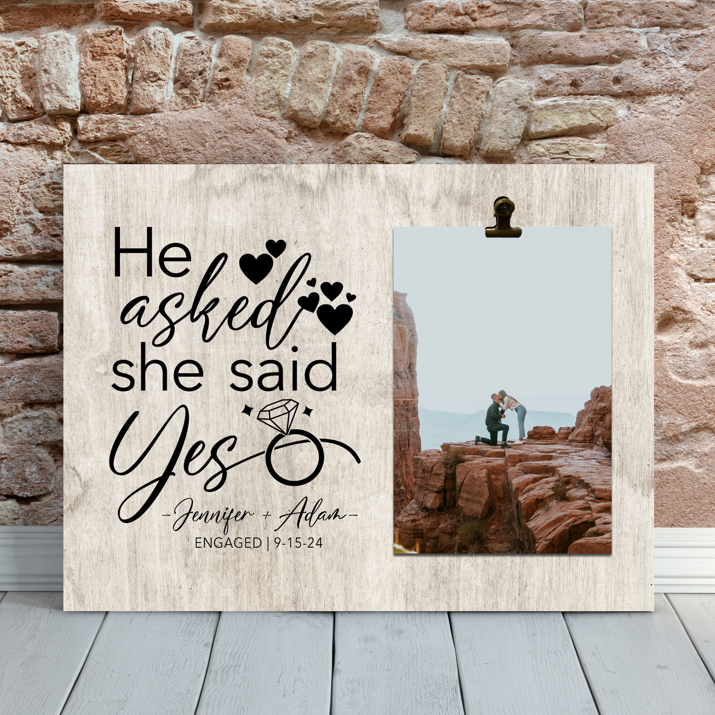 He Asked She Said Yes Frame | Engagement Gift