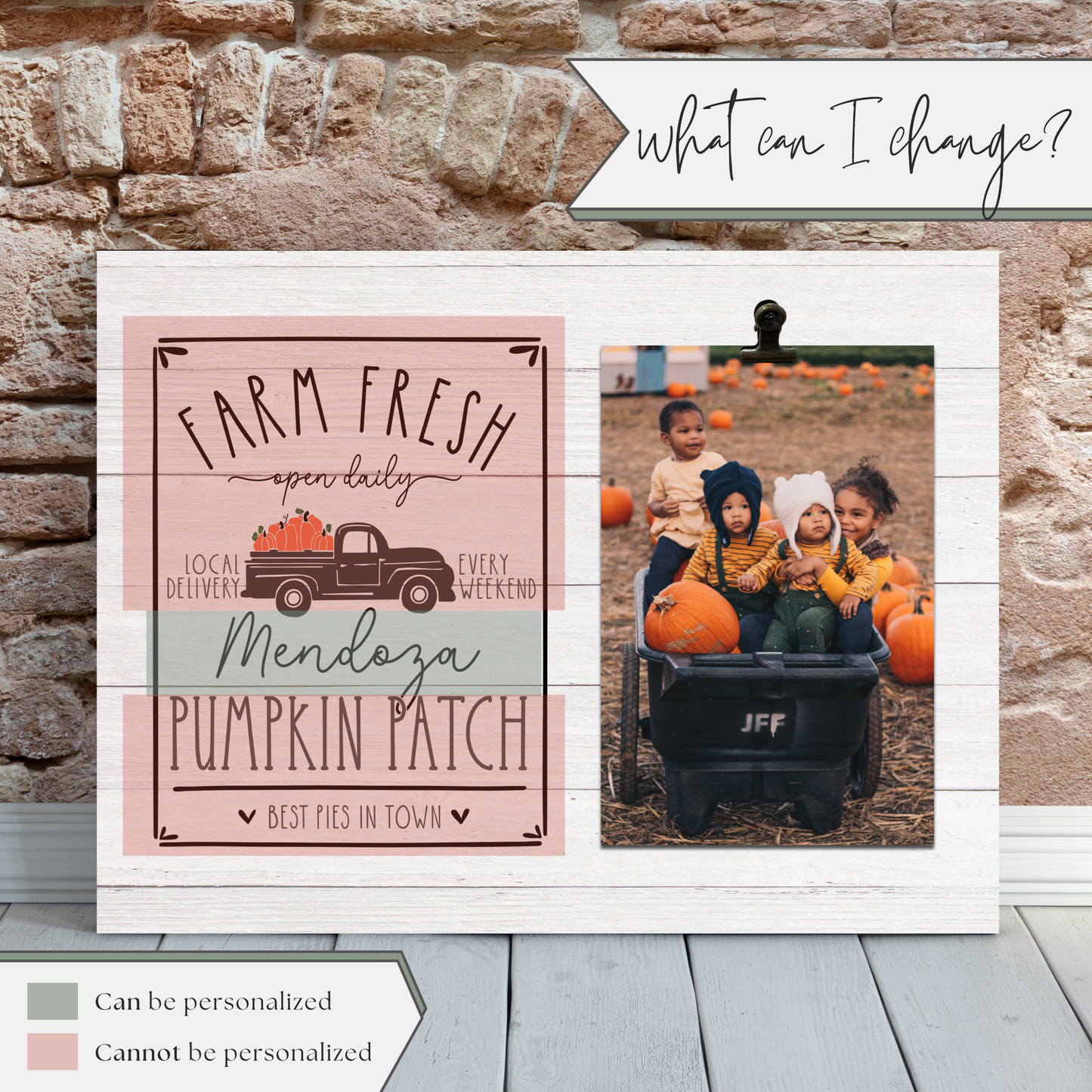 Family Pumpkin Patch Fall Picture Frame | Fall Tabletop Decor