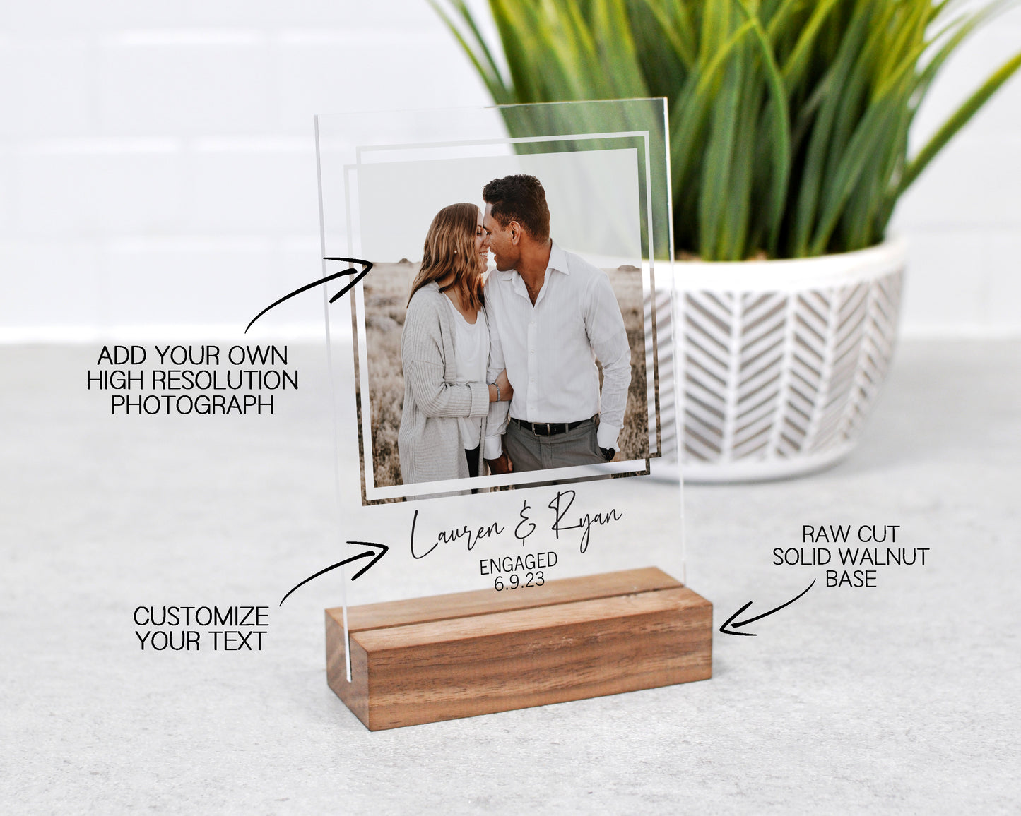 Custom Square Acrylic Engagement Picture Frame | Engagement Gift