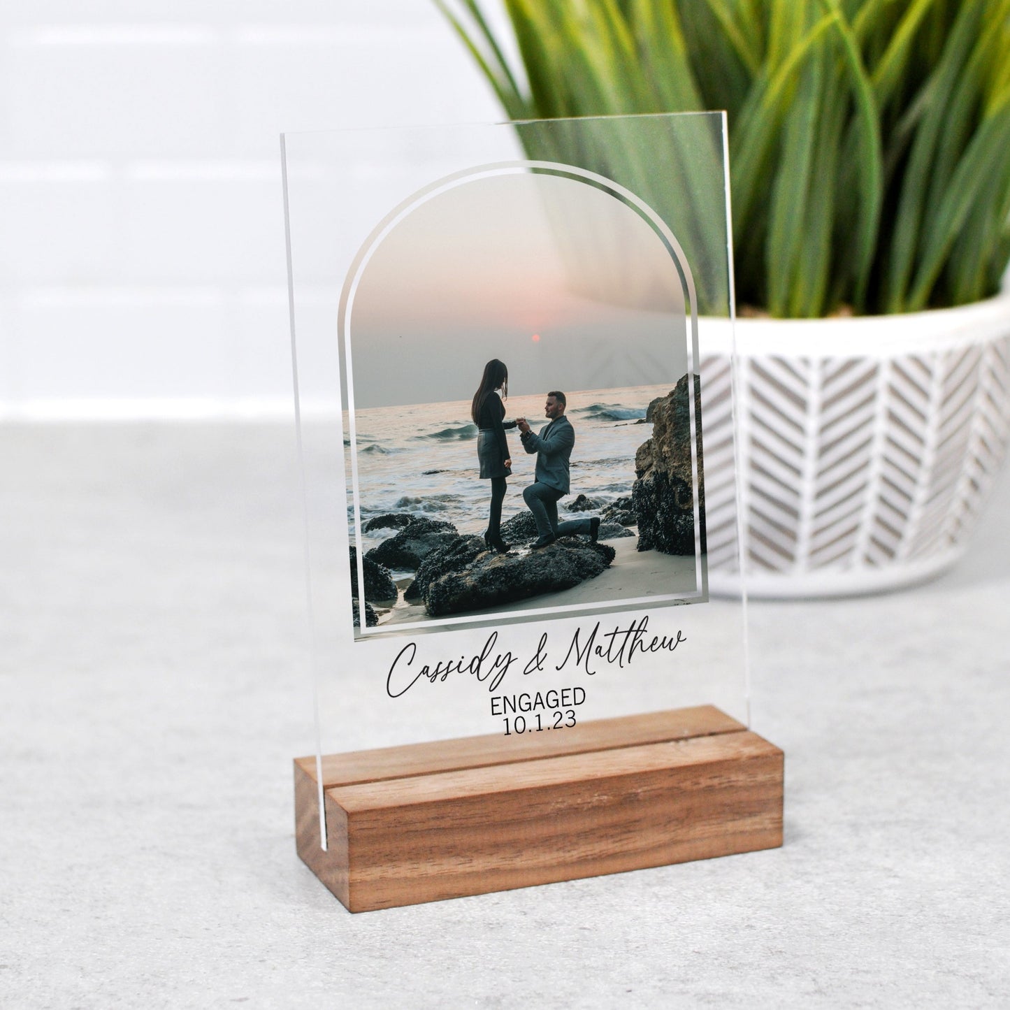 Custom Arched Acrylic Print | Engagement Frame