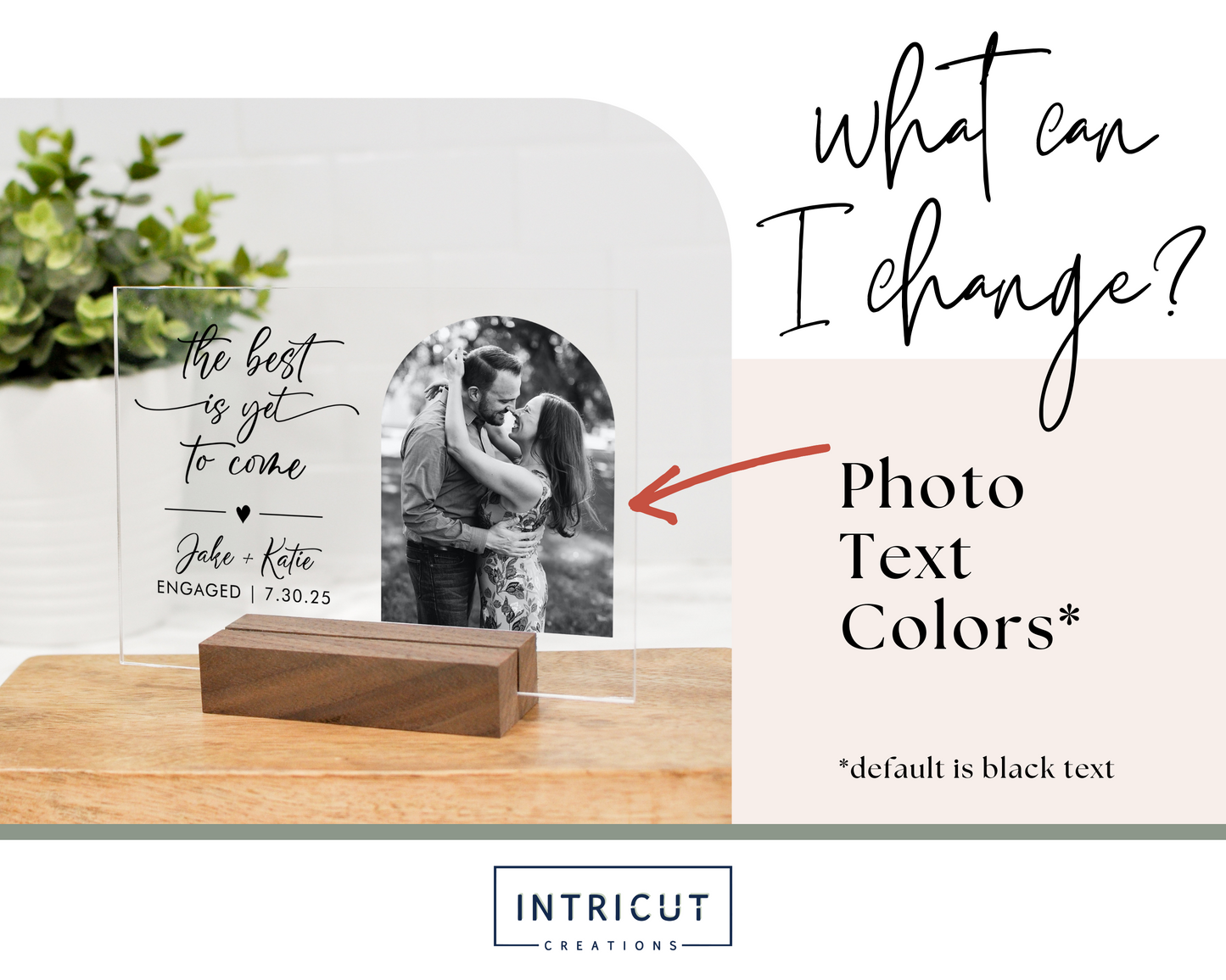 Personalized Acrylic Photo with Wood Stand | Engagement Gift for Couple