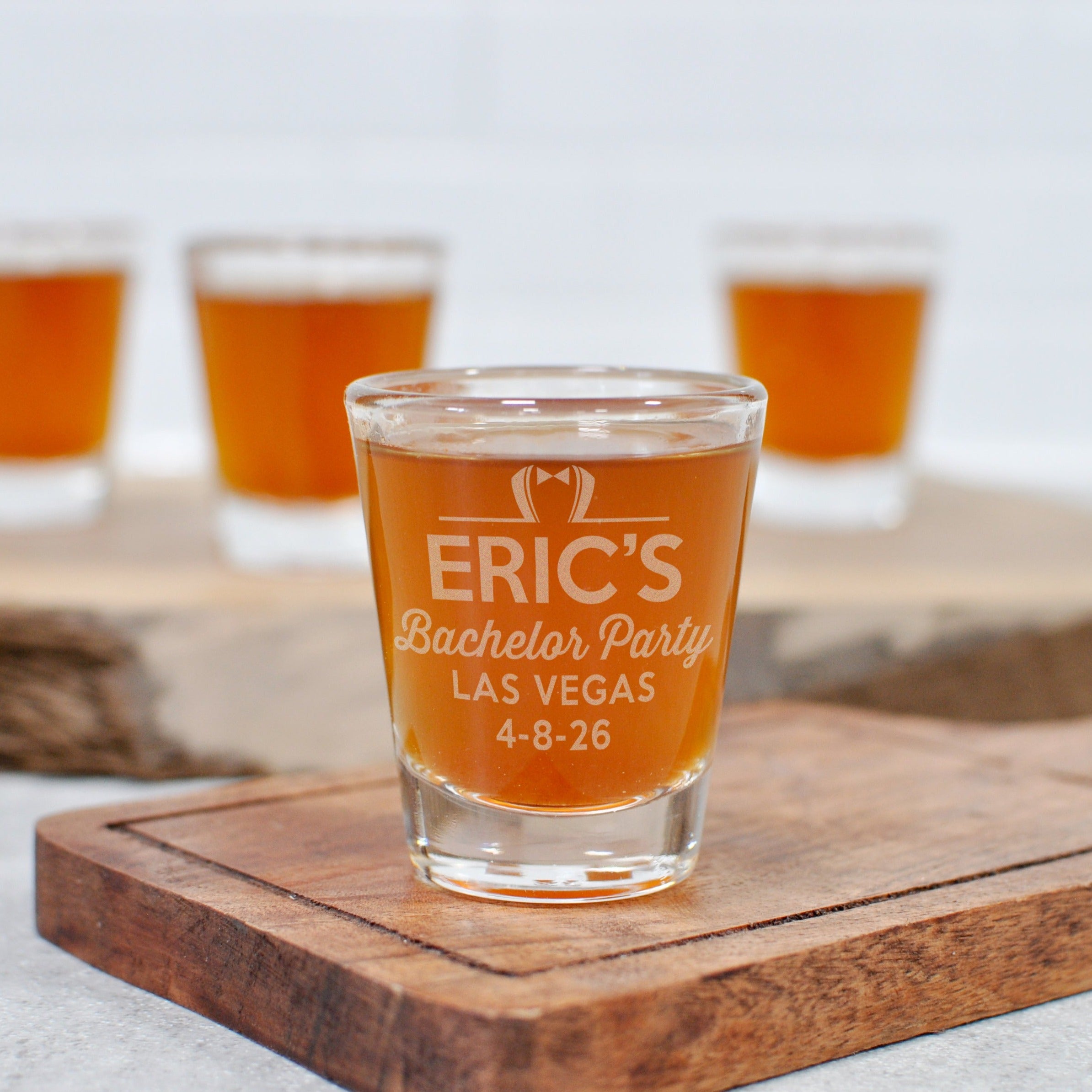 Engraved Bachelor Party Shot Glasses  Personalized Party Favors – Intricut  Creations