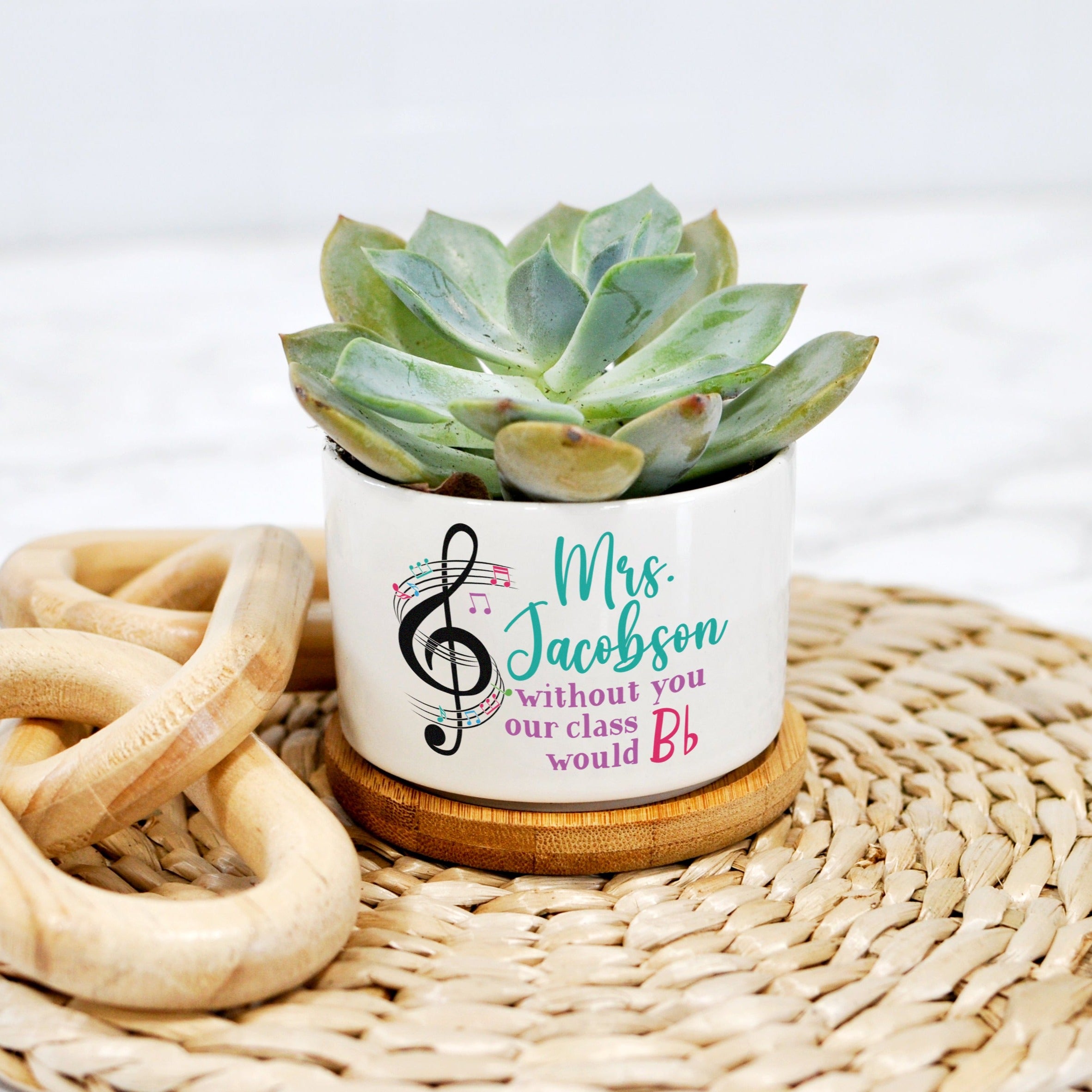 personalized succulent gift Music Teacher Personalized Mini Planter