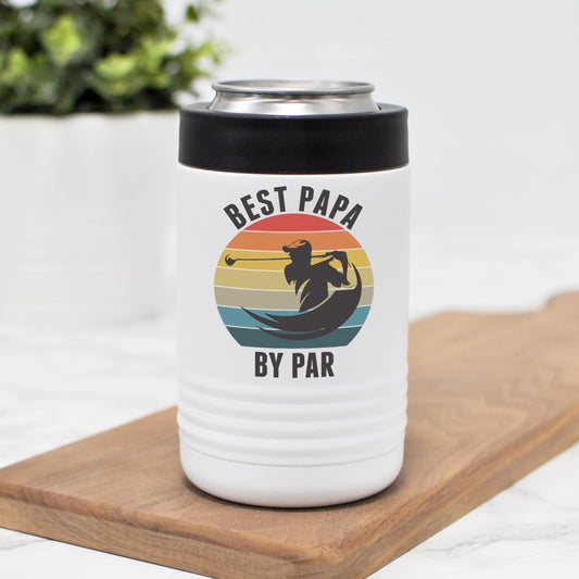 white retro sunset best papa by par can holder