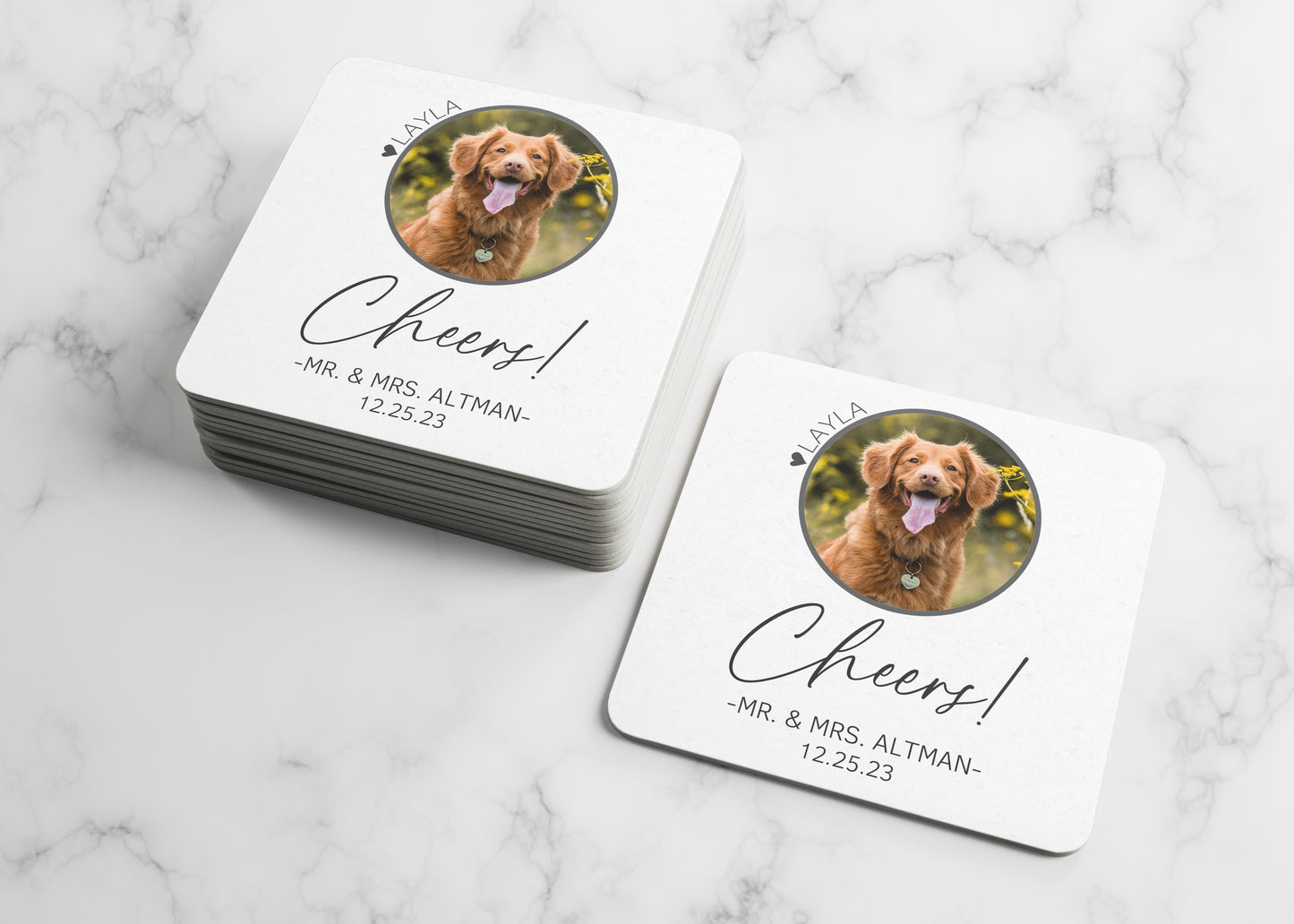 Pet Portrait Wedding Coasters | Your Pet Bar Coasters