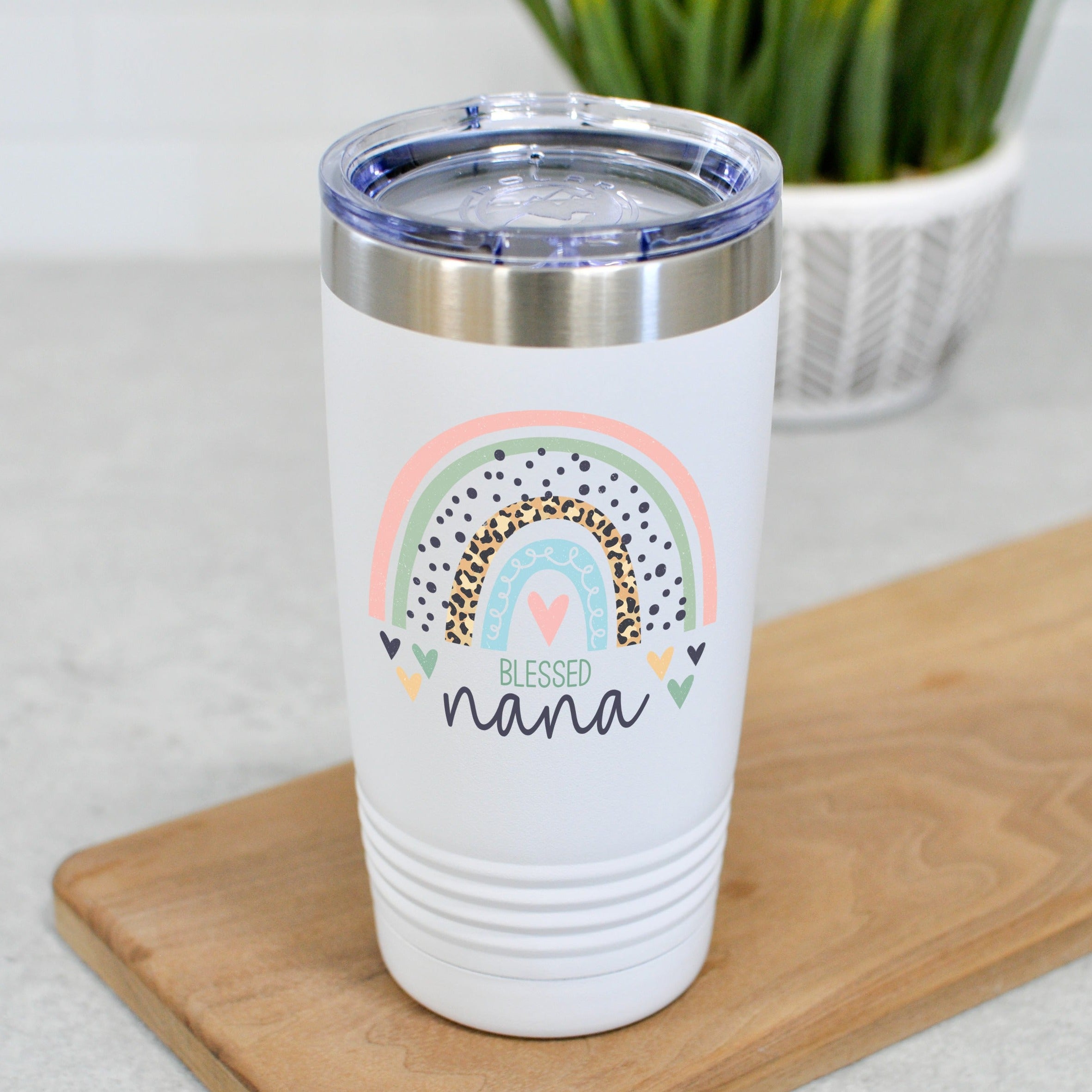 acrylic tumblers with lids custom print Blessed Nana Rainbow Tumbler