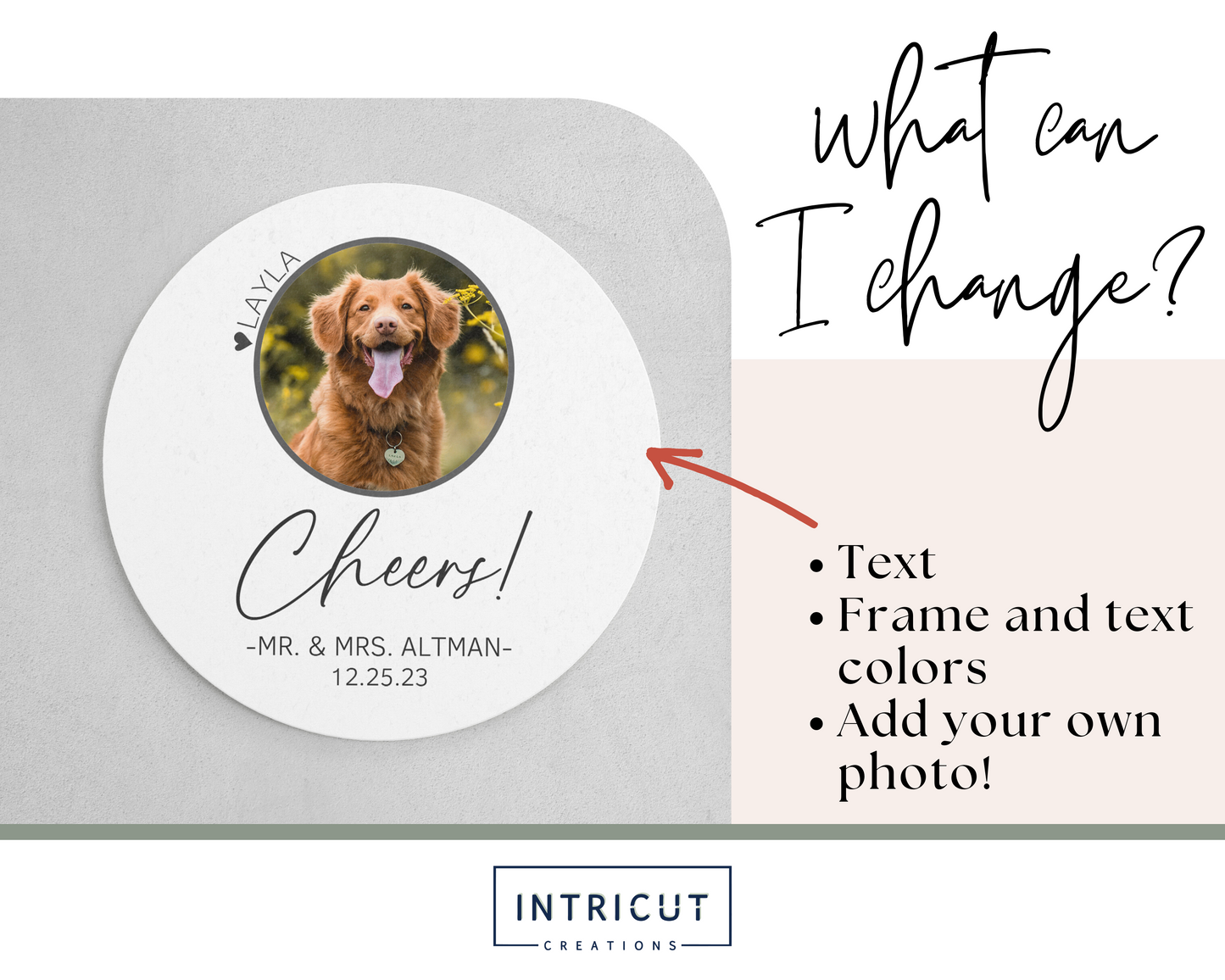 Pet Portrait Wedding Coasters | Your Pet Bar Coasters