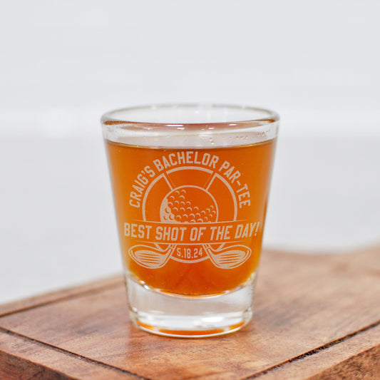 Golf Bachelor Par-Tee Shot Glass | Best Shot of the Day Engraved Favor