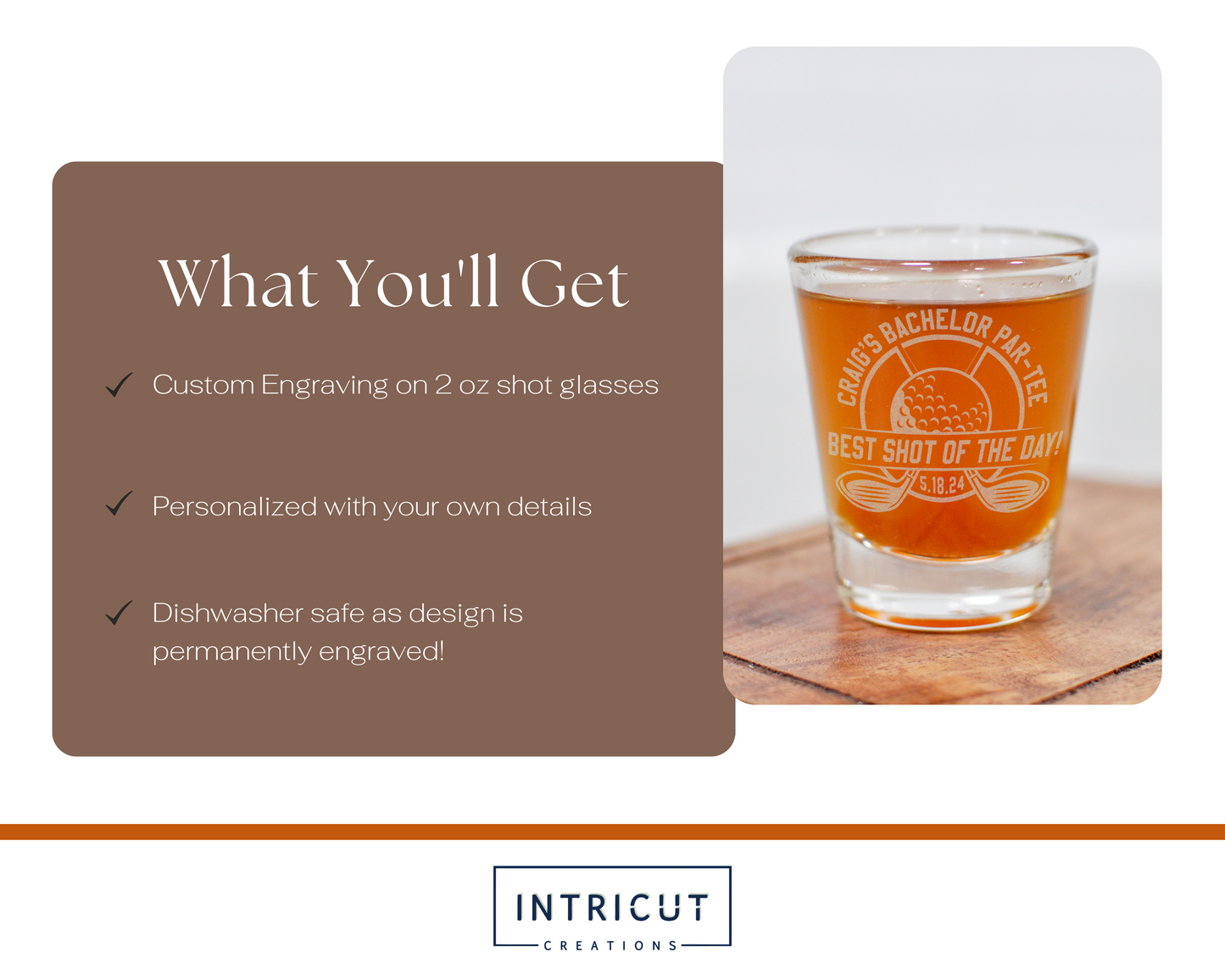 Golf Bachelor Par-Tee Shot Glass | Best Shot of the Day Engraved Favor