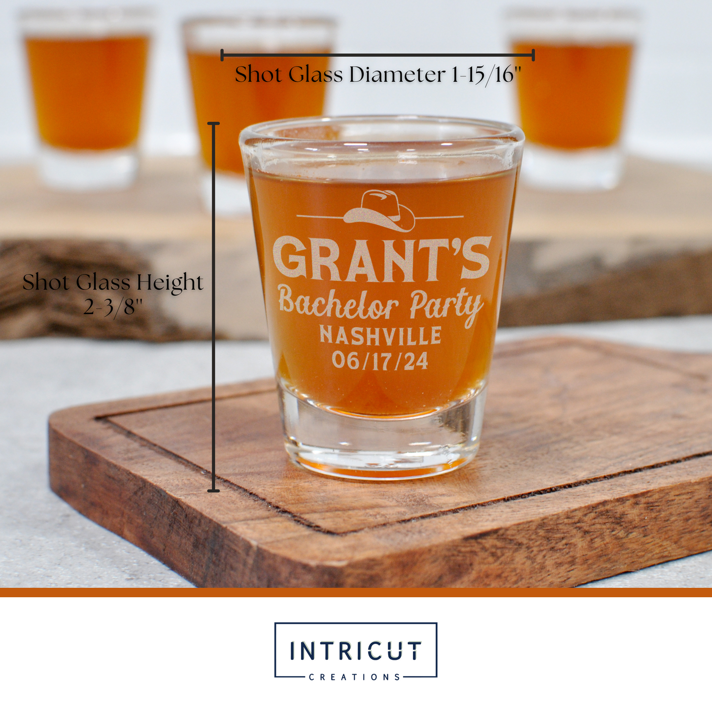 Personalized Western Shot Glass | Engraved Bachelor Party Favor