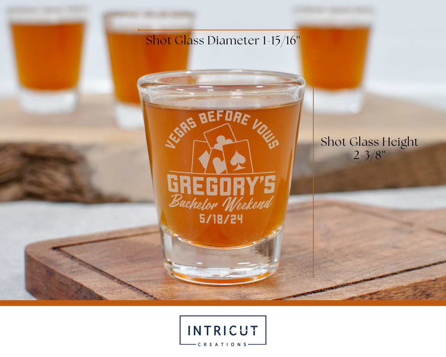 Vegas Before Vows Shot Glass | Engraved Casino Bachelor Party Favor