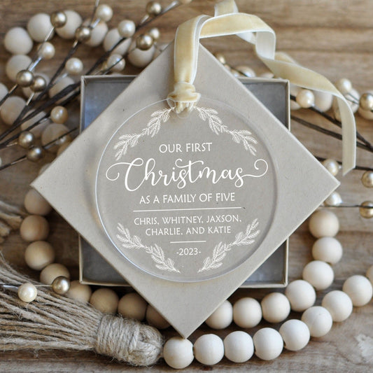 First Christmas as a Family of Ornament | Clear Acrylic Christmas Ornament