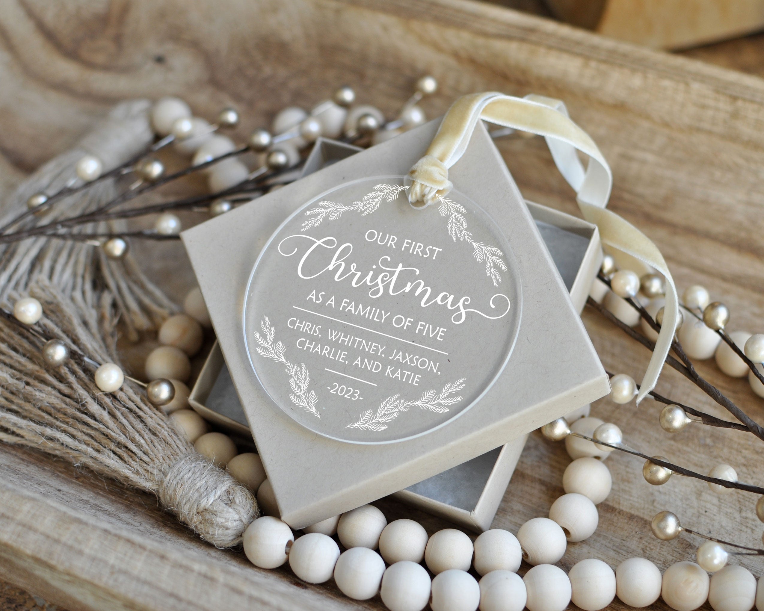 First Christmas as a Family of Ornament | Clear Acrylic Christmas Ornament