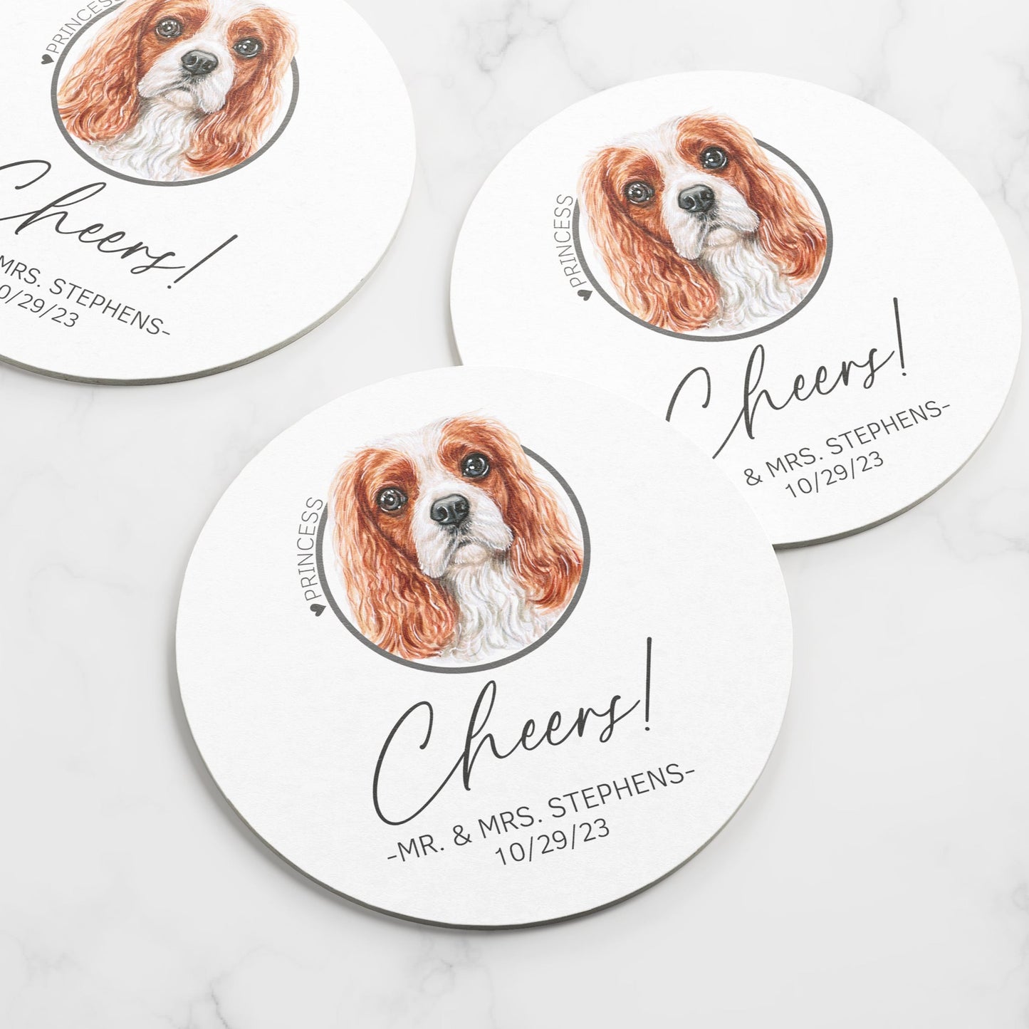 watercolor pet portrait coasters