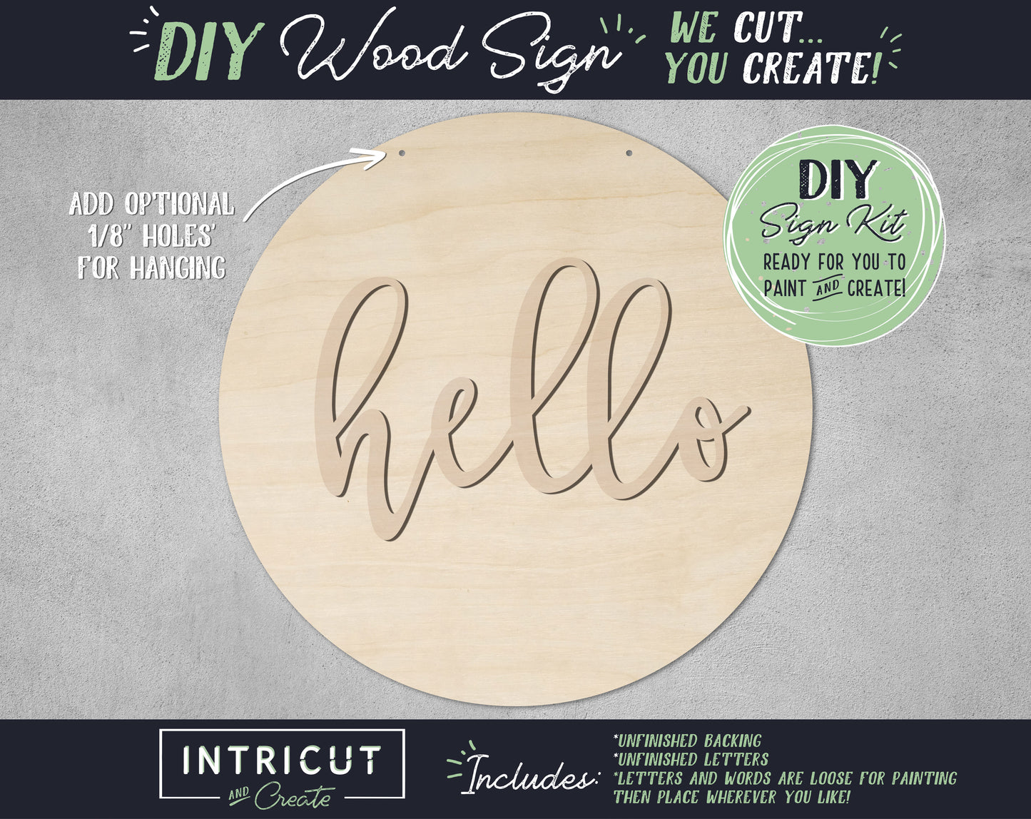 DIY Wood Sign Kit | Hello Farmhouse Sign - Intricut Creations