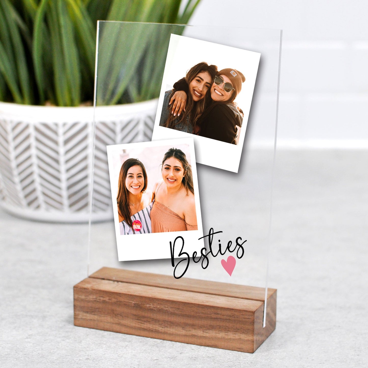 besties bff printed acrylic photo with stand