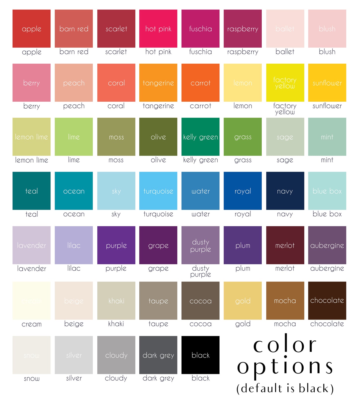 color chart (only colors of text and accents may be changed
