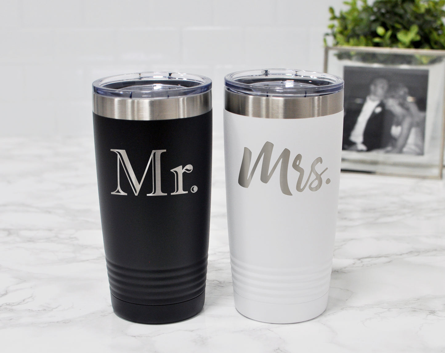 Mr mrs tumblers with no additional text underneath