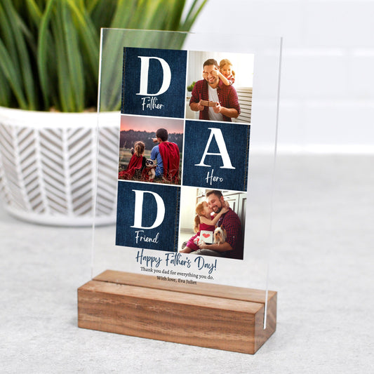 dad 3 photo Happy fathers day acrylic photo with wood stand