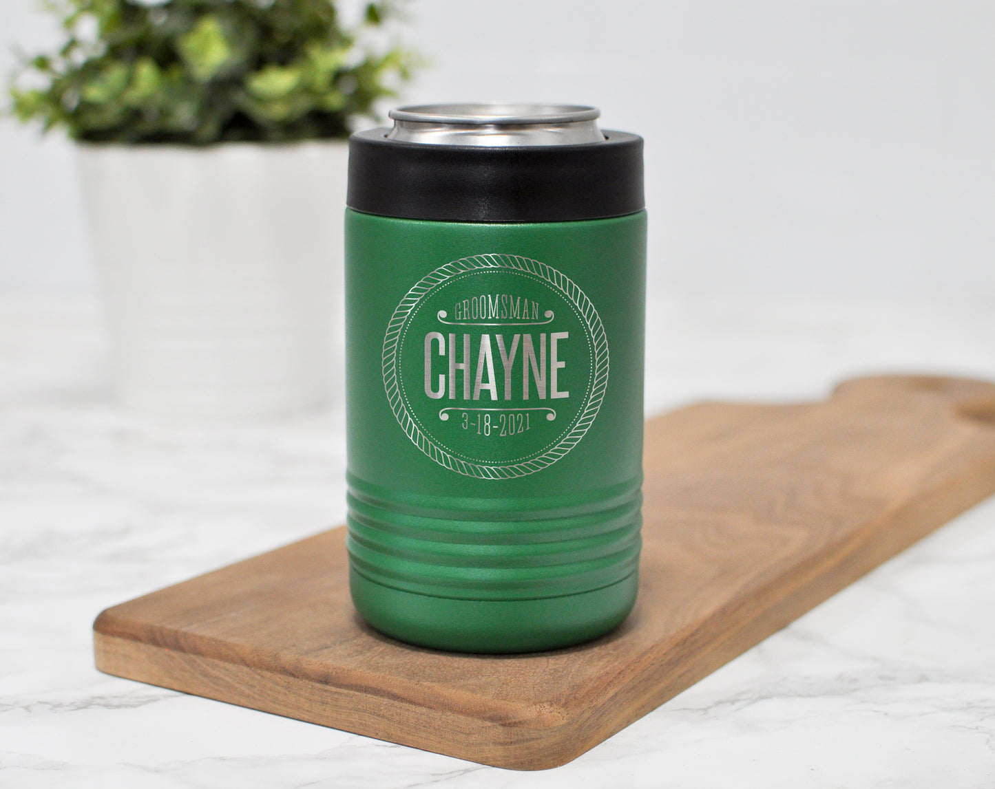 Engraved Groomsman Can Holder | Wedding Party Gift