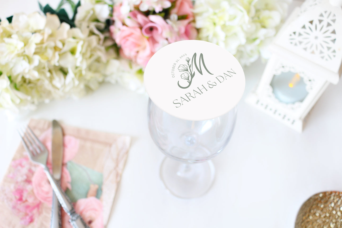 Monogram Wedding Coasters | Drink Cover Coasters