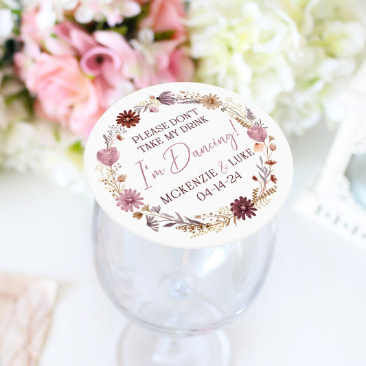 please don't take my drink I'm dancing Mauve autumn colors custom wedding coasters