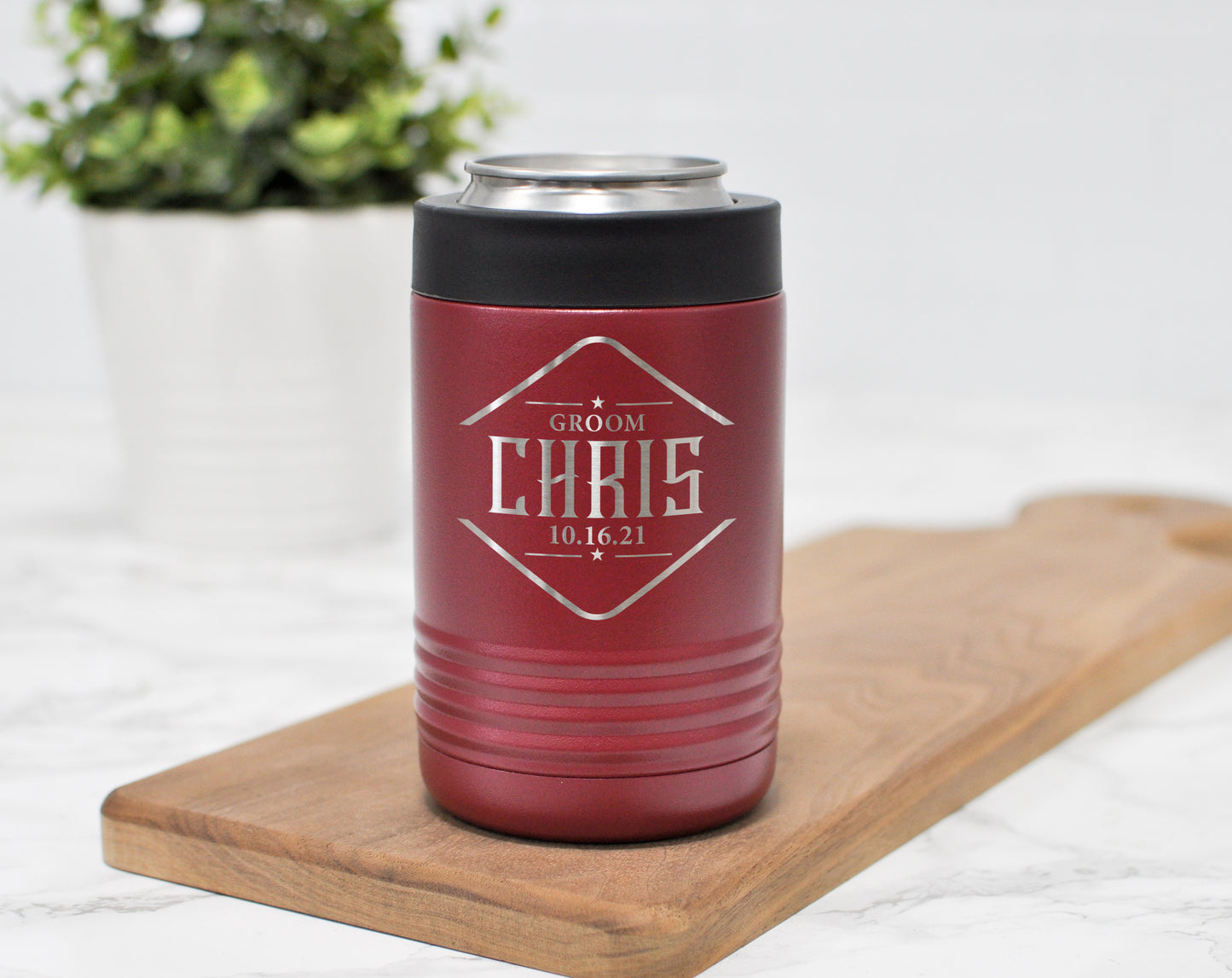 Engraved Groomsman Can Holder | Wedding Party Gift
