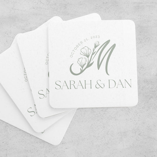 Monogram Wedding Coasters | Drink Cover Coasters