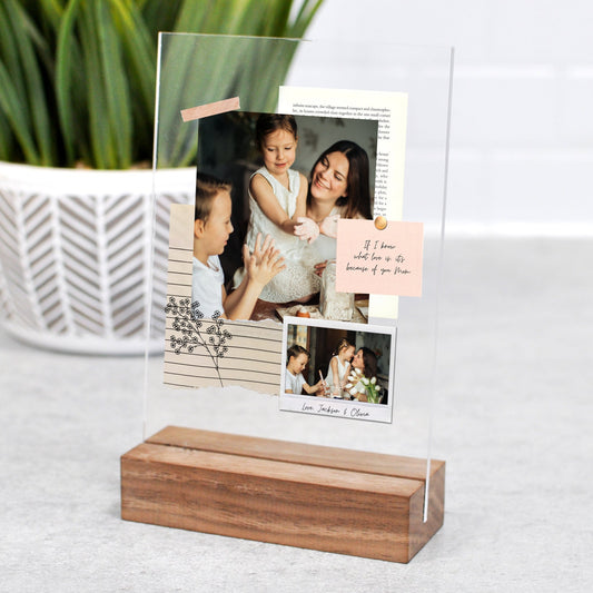 mothers day collage mom 2 photos acrylic printed photo with wood stand