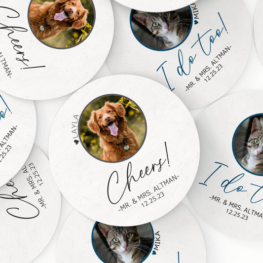 Pet Portrait Wedding Coasters | Your Pet Bar Coasters