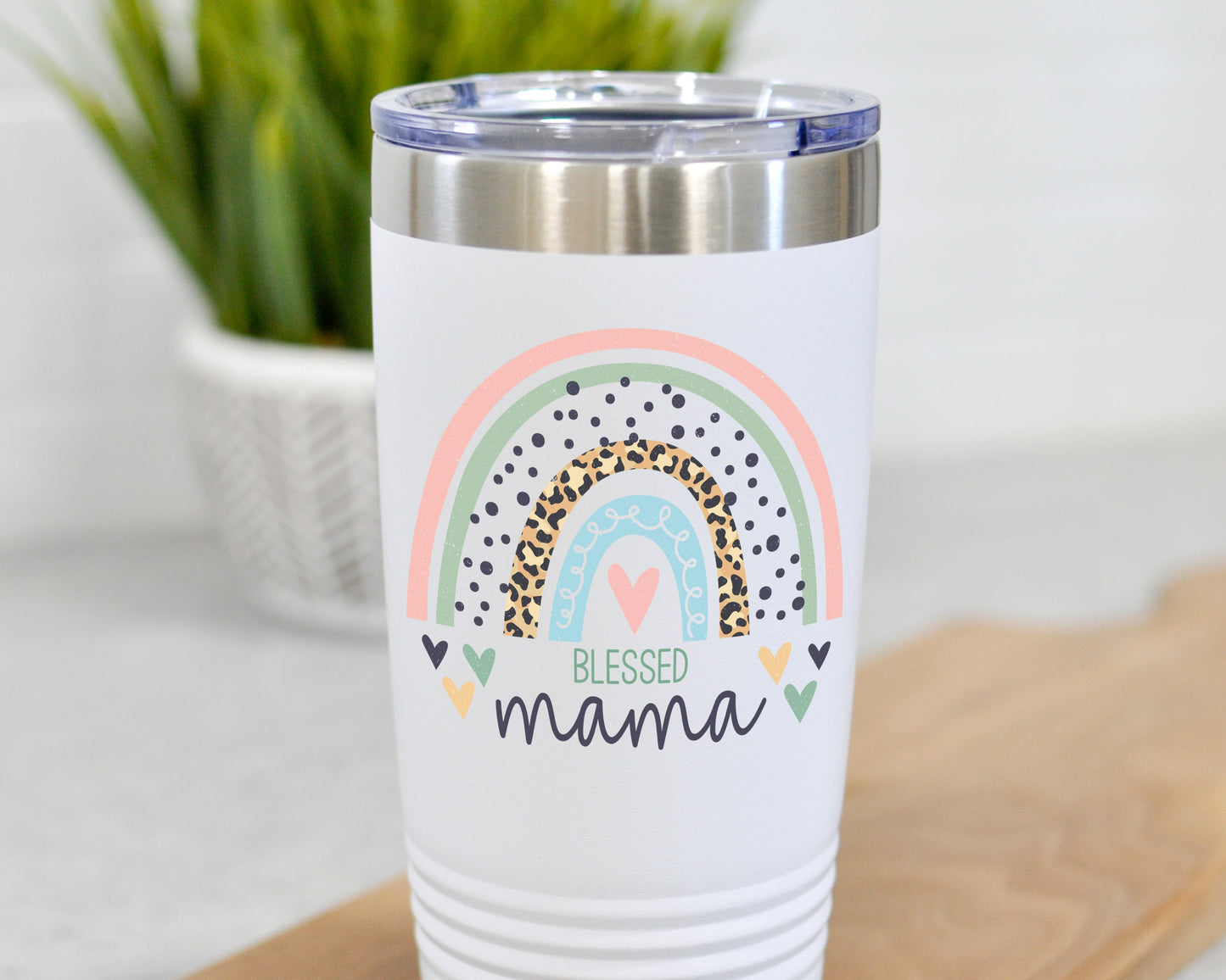 blessed mama rainbow tumbler