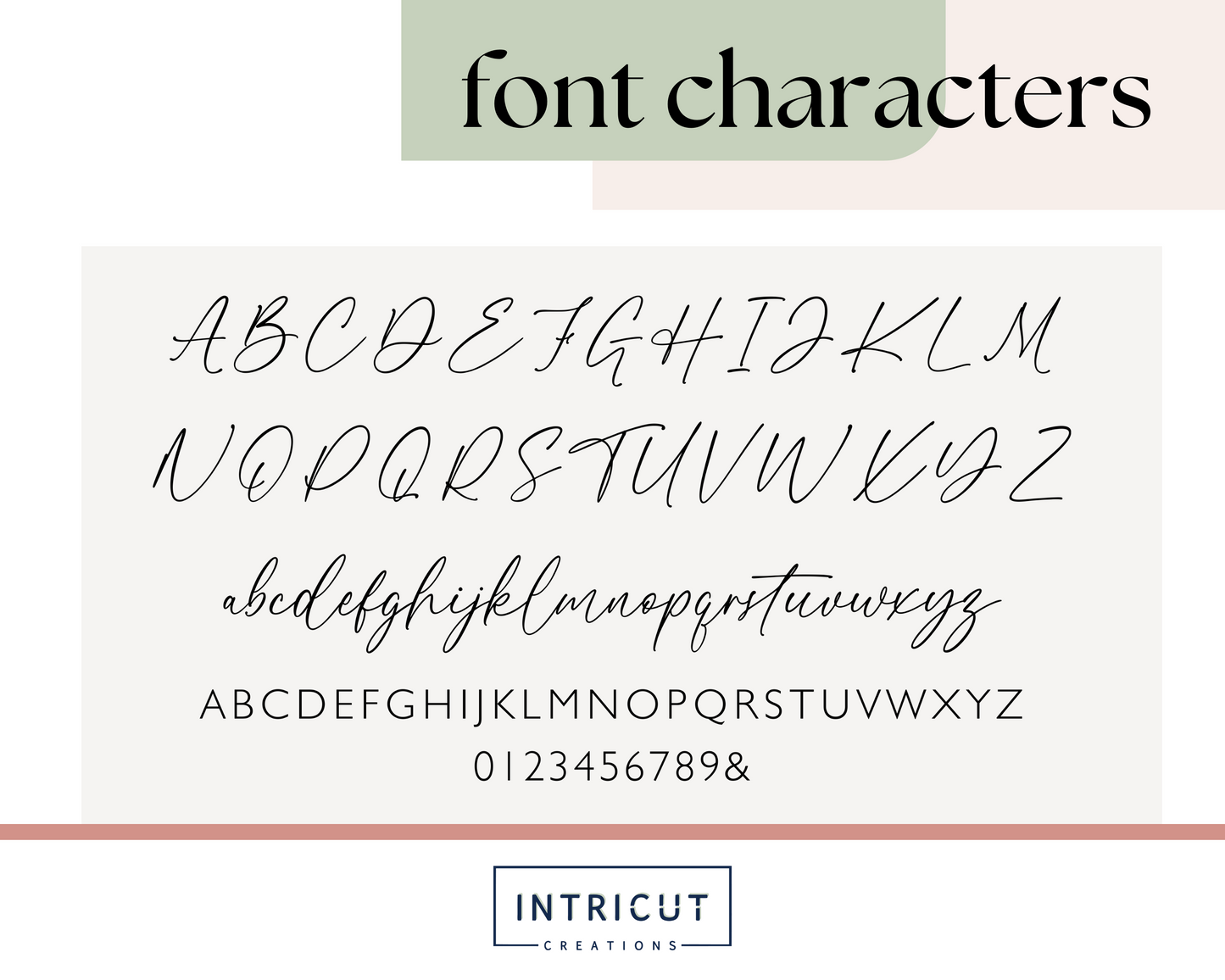 font character visual of each letter