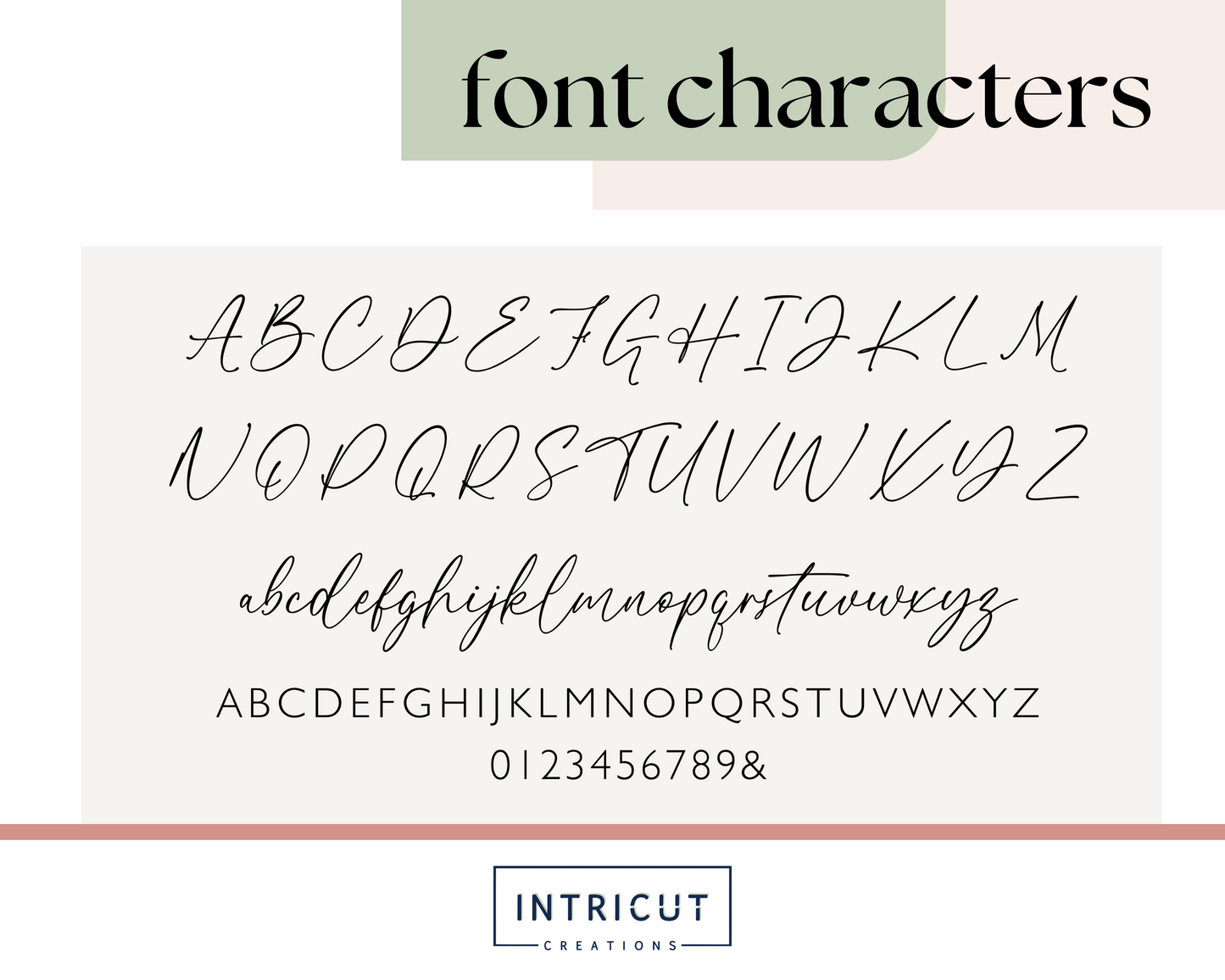 visual of each and every font character